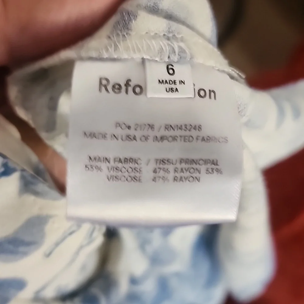 Reformation Pompadour Blue White Floral Mini Dress Cottagecore French Girl - Picture 10 of 11